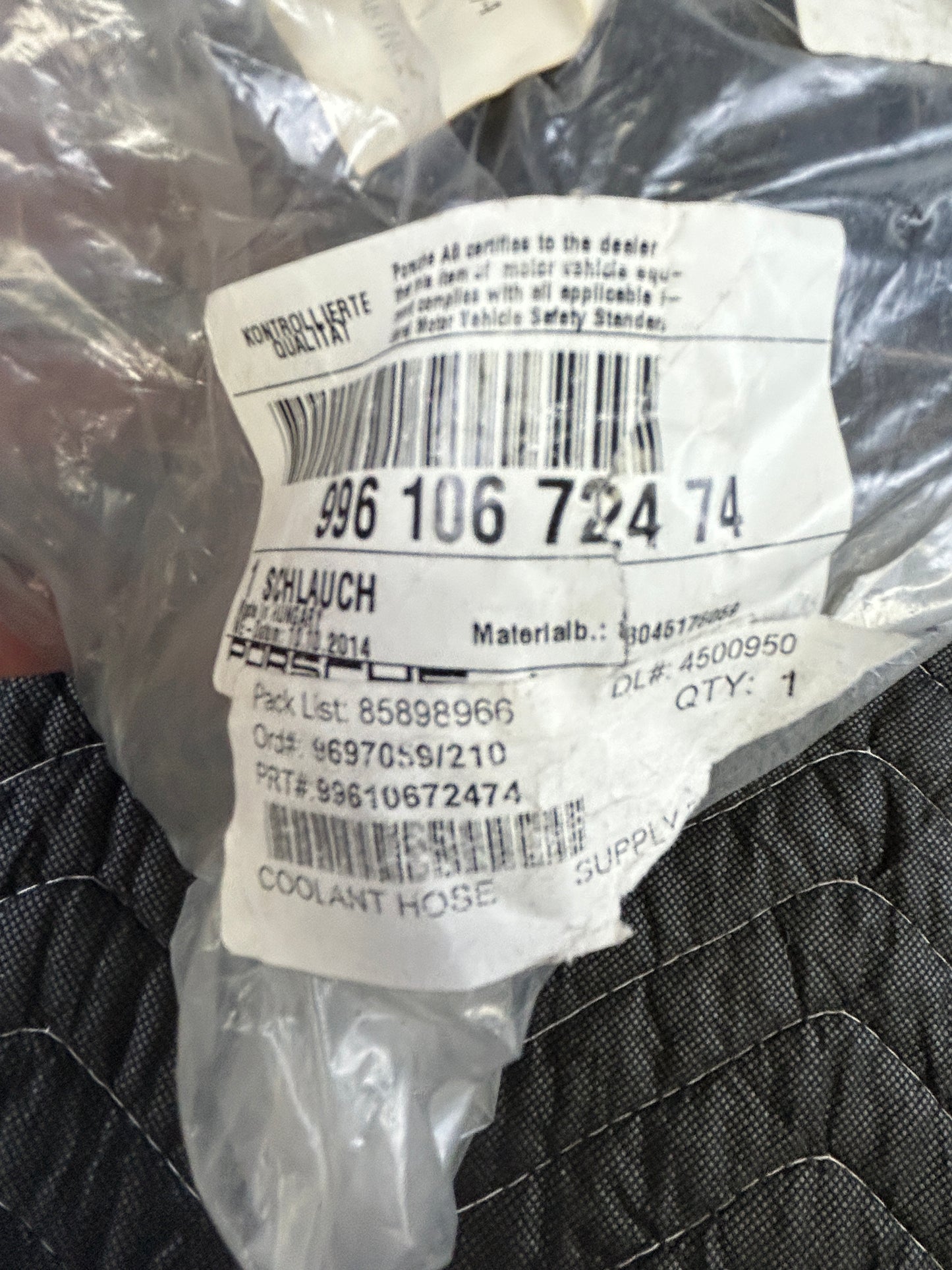 NEW OEM Porsche 996 Turbo Coolant Hose RH 996 106 724 74